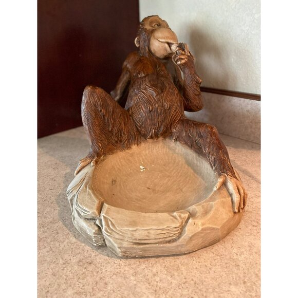 Vintage Unique Lazy Monkey Figurine Bowl With Banana Snack Art - Picture 5 of 8